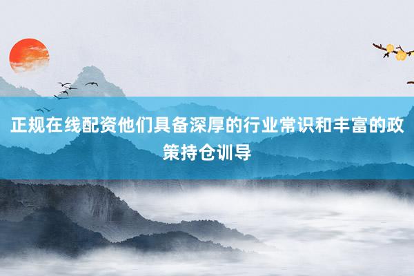 正规在线配资他们具备深厚的行业常识和丰富的政策持仓训导