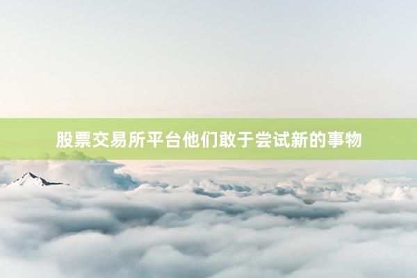股票交易所平台他们敢于尝试新的事物
