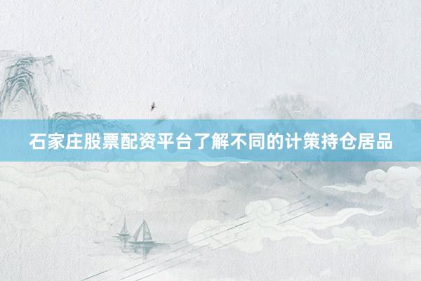 石家庄股票配资平台了解不同的计策持仓居品