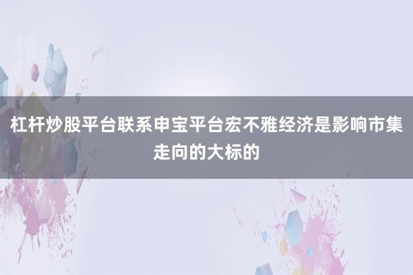 杠杆炒股平台联系申宝平台宏不雅经济是影响市集走向的大标的