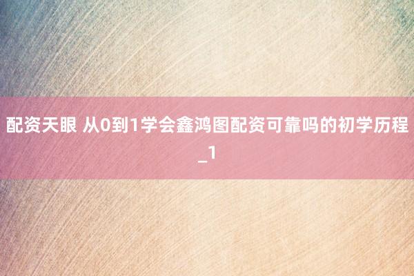 配资天眼 从0到1学会鑫鸿图配资可靠吗的初学历程_1