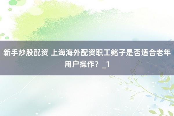 新手炒股配资 上海海外配资职工銘子是否适合老年用户操作?_1