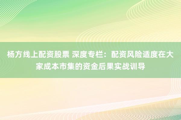 杨方线上配资股票 深度专栏:配资风险适度在大家成本市集的资金后果实战训导